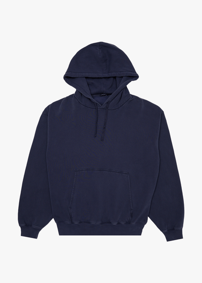 AFENDS Mens Genesis - Boxy Hoodie - Washed Deep Sea