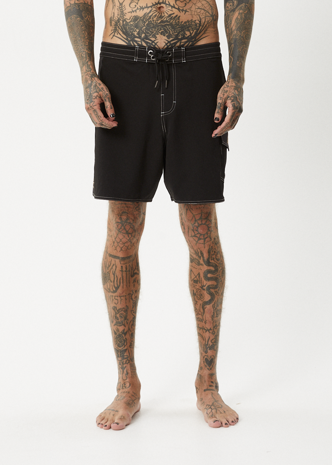 AFENDS Mens Crashed Out - Surf Related Boardshorts 18 Inch - Black 