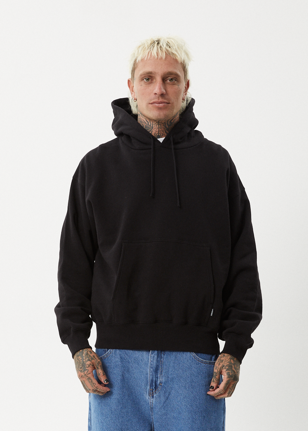 AFENDS Mens Genesis - Boxy Pull On Hood - Black 