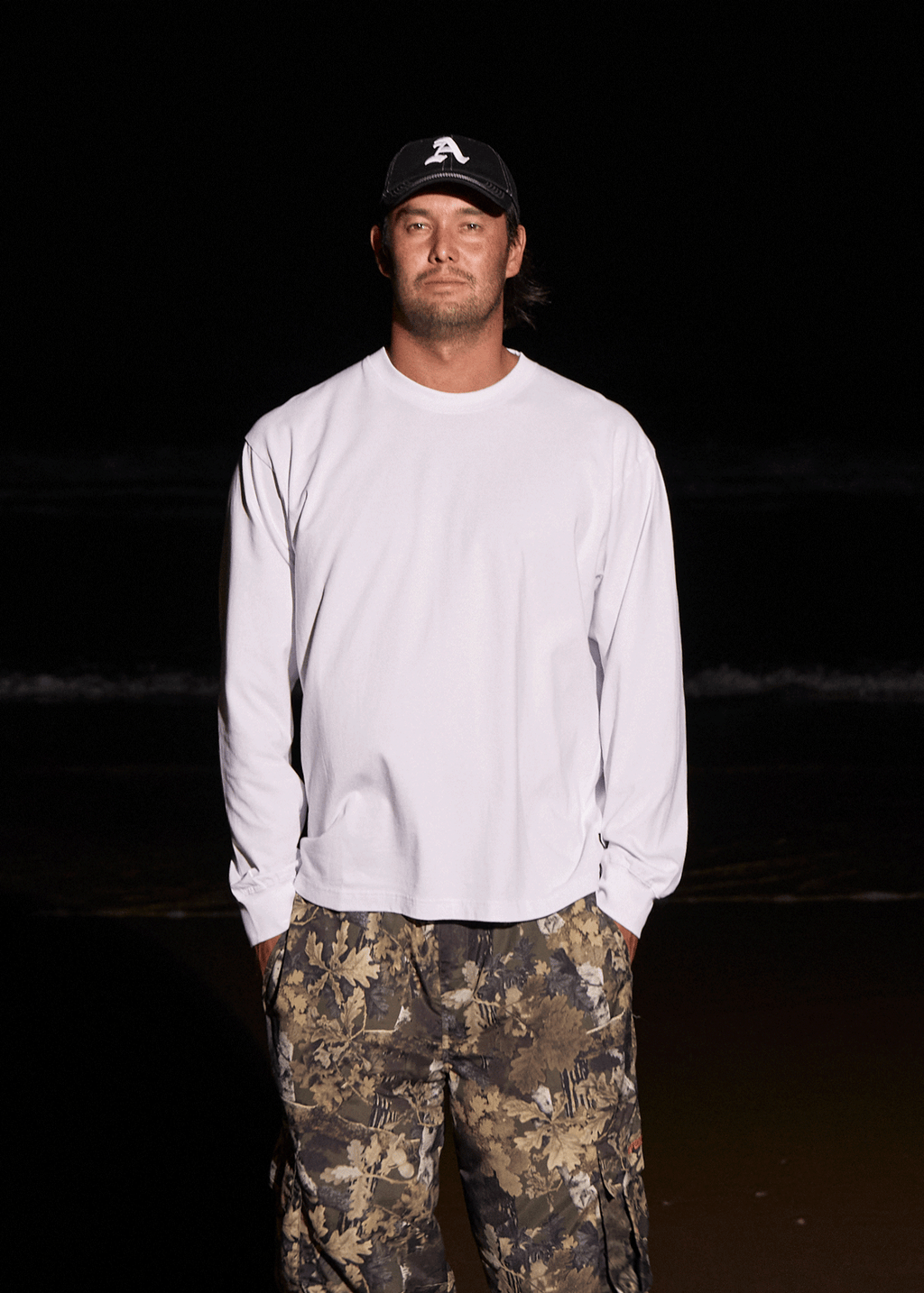 AFENDS Mens Genesis - Boxy Long Sleeve Tee - White