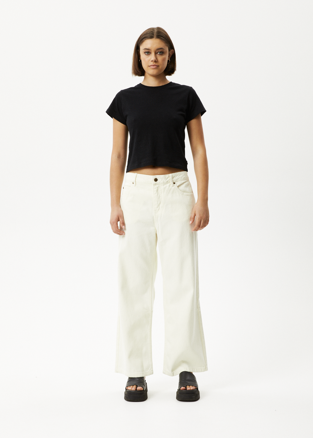AFENDS Womens Kendall - Denim Low Rise Jeans - Off White 
