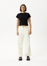 AFENDS Womens Kendall - Organic Denim Low Rise Jeans - Off White - Afends womens kendall   organic denim low rise jeans   off white 