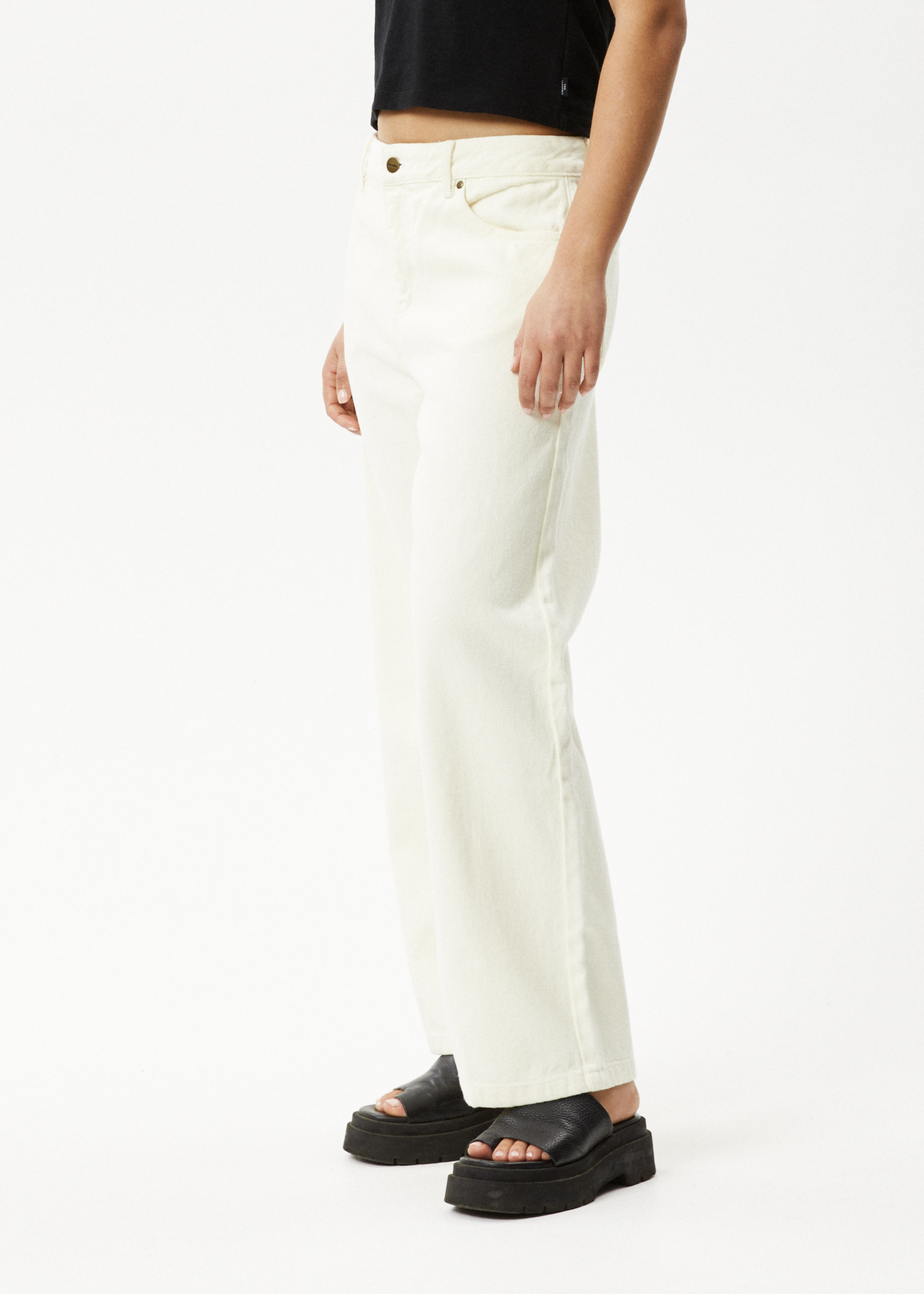 AFENDS Womens Kendall - Denim Low Rise Jeans - Off White 