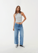 AFENDS Womens Kendall - Denim Low Rise Jeans - Worn Blue - Afends womens kendall   denim low rise jeans   worn blue 