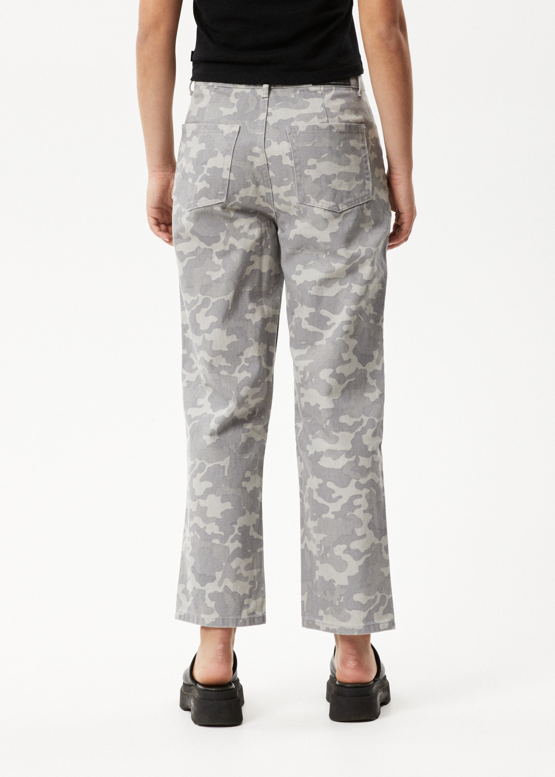 AFENDS Womens Cadet Shelby - Organic Denim Wide Leg Jeans - Camo 