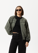 Afends Womens Sybil - Recycled Reversible Bomber Jacket  - Jungle Green - Afends womens sybil   recycled reversible bomber jacket    jungle green 