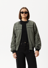 Afends Womens Sybil - Recycled Reversible Bomber Jacket  - Jungle Green - Afends womens sybil   recycled reversible bomber jacket    jungle green 