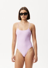 Afends Womens Carlo  - Recycled Check One Piece - Candy - Afends womens carlo    recycled check one piece   candy 
