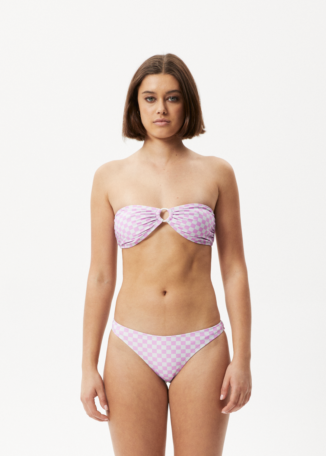 AFENDS Womens Carlo  - Recycled Check Bikini Bottom - Candy 