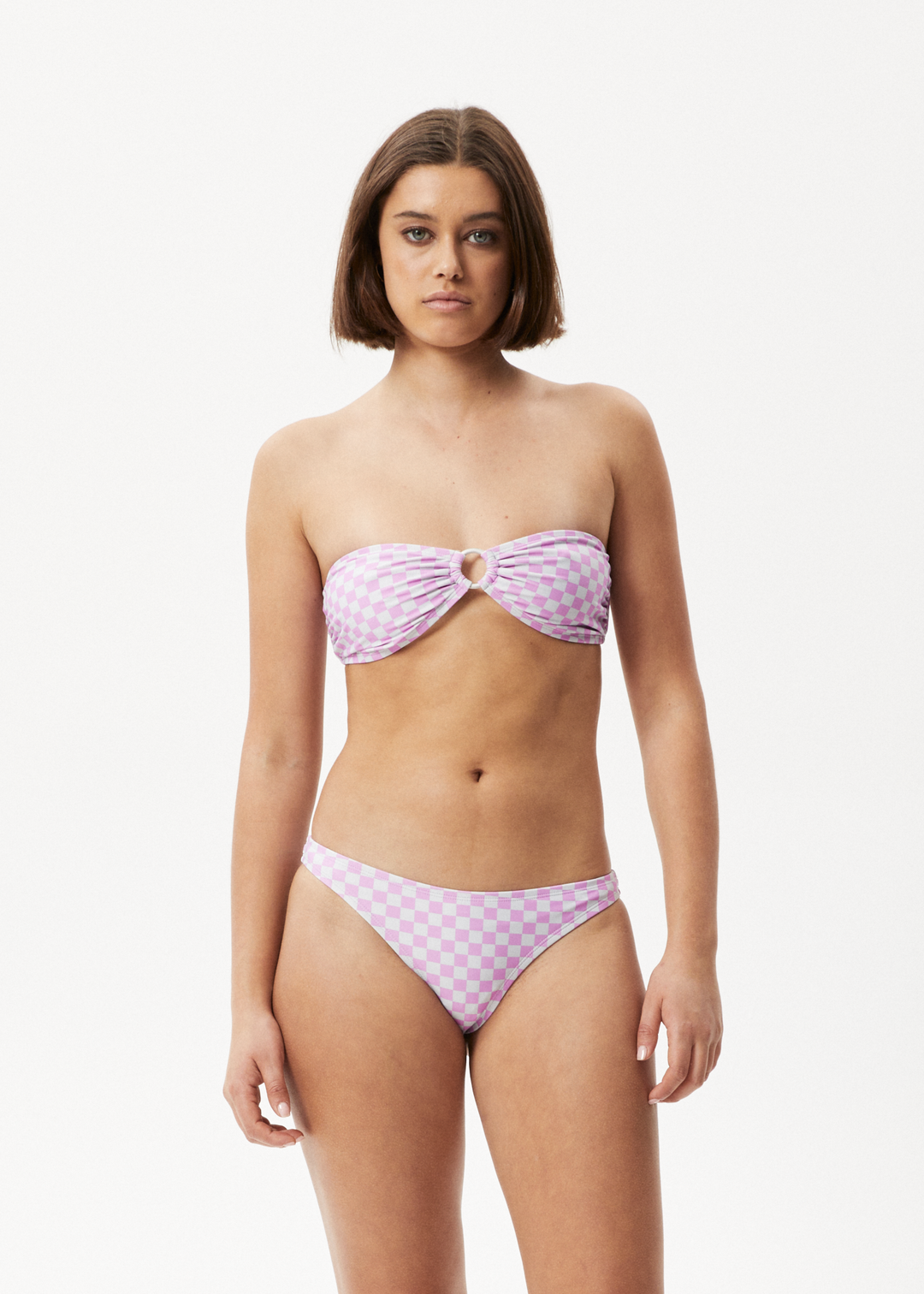 AFENDS Womens Carlo  - Recycled Check Bikini Bottom - Candy 