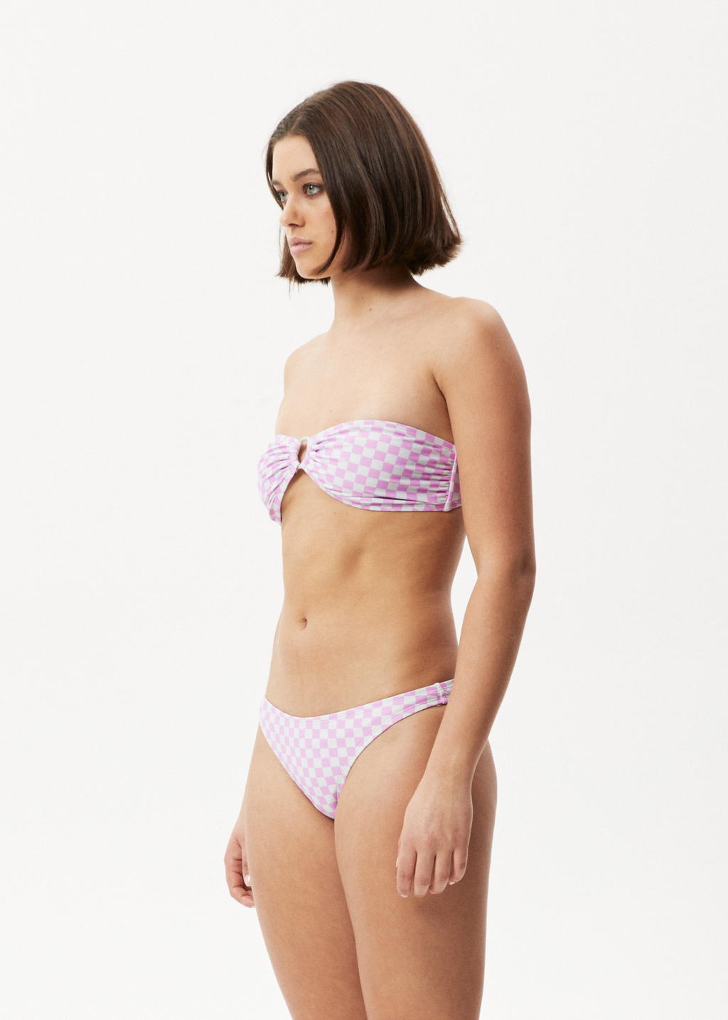 AFENDS Womens Carlo - Check Bikini Bottom - Candy