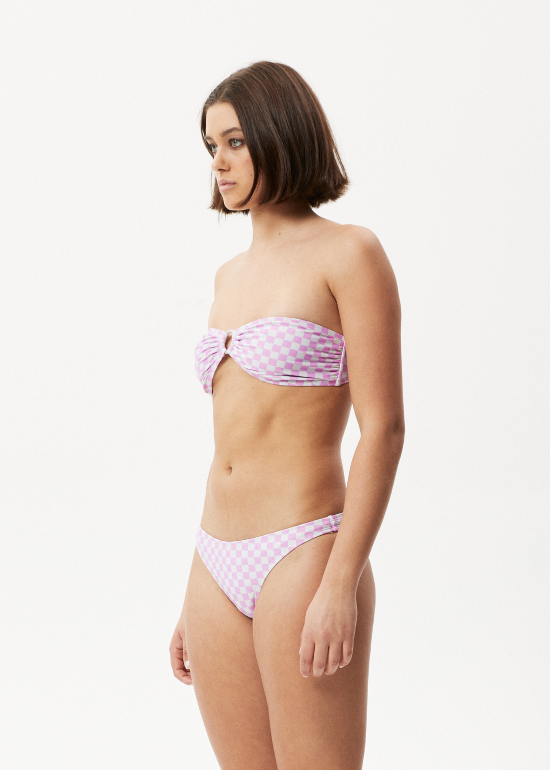 AFENDS Womens Carlo  - Recycled Check Bikini Bottom - Candy 