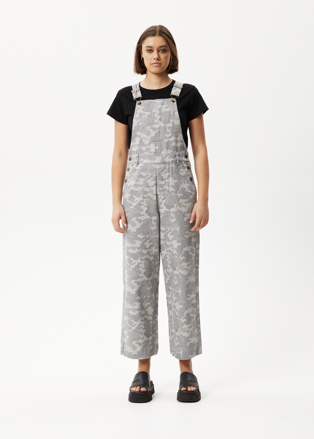 AFENDS Womens Cadet Lucie - Organic Denim Overalls - Camo 