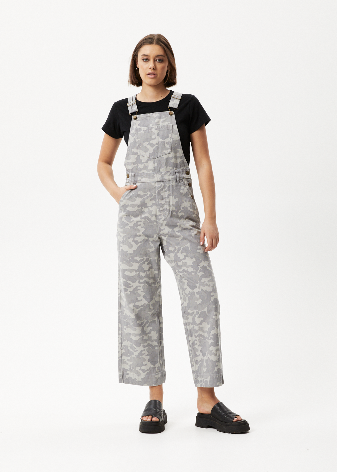 AFENDS Womens Cadet Lucie - Organic Denim Overalls - Camo 