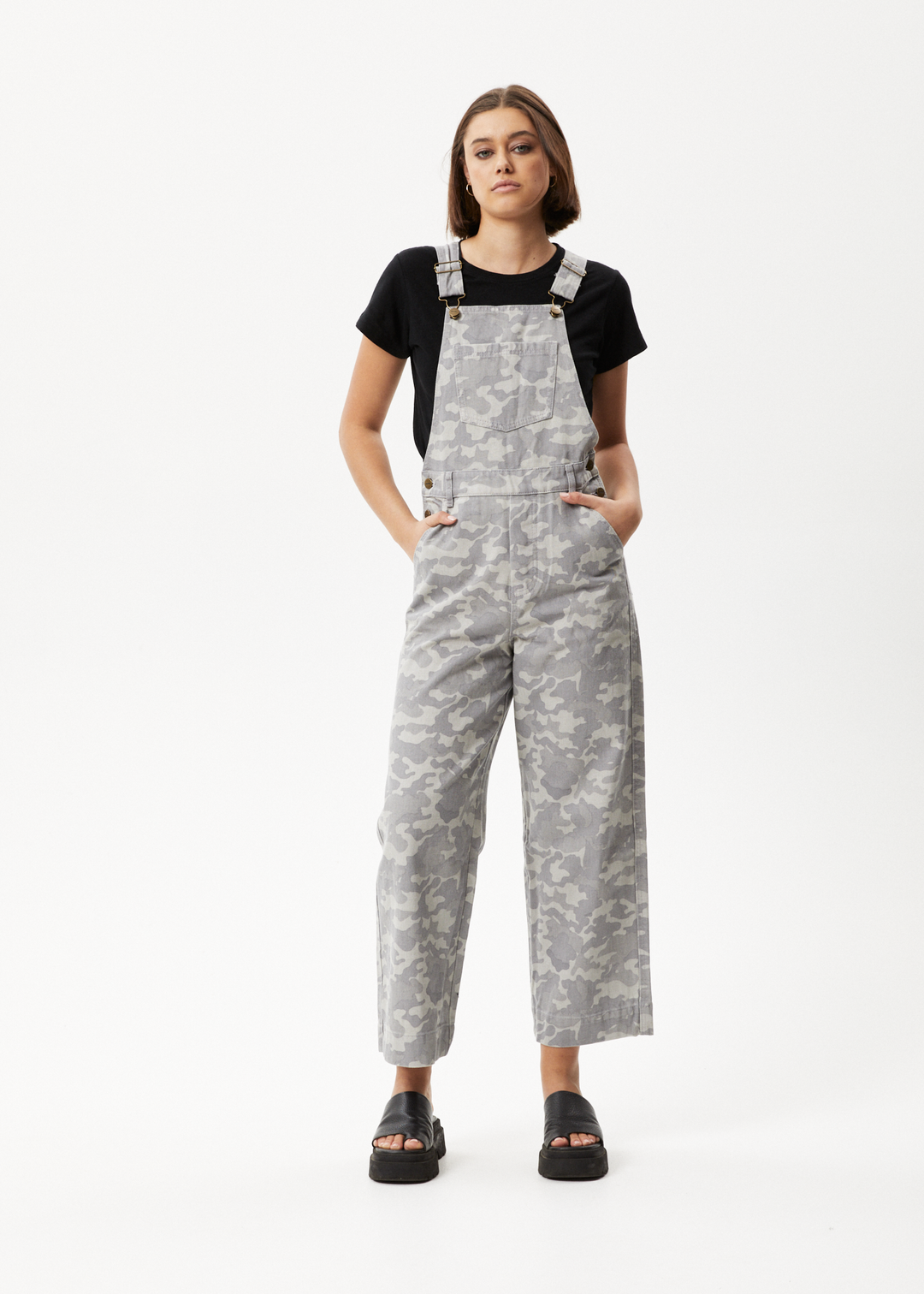 AFENDS Womens Cadet Lucie - Organic Denim Overalls - Camo 