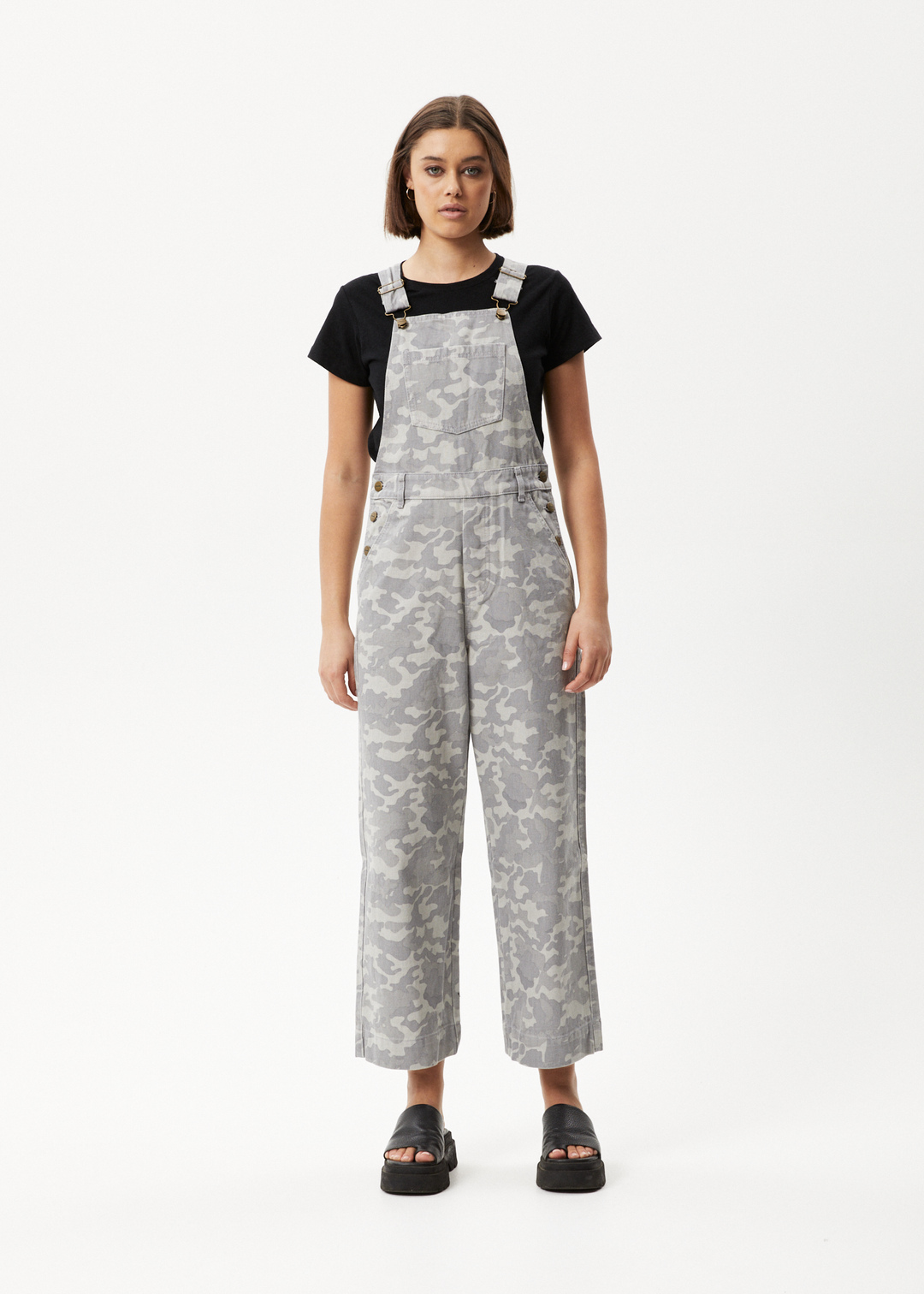 AFENDS Womens Cadet Lucie - Organic Denim Overalls - Camo 