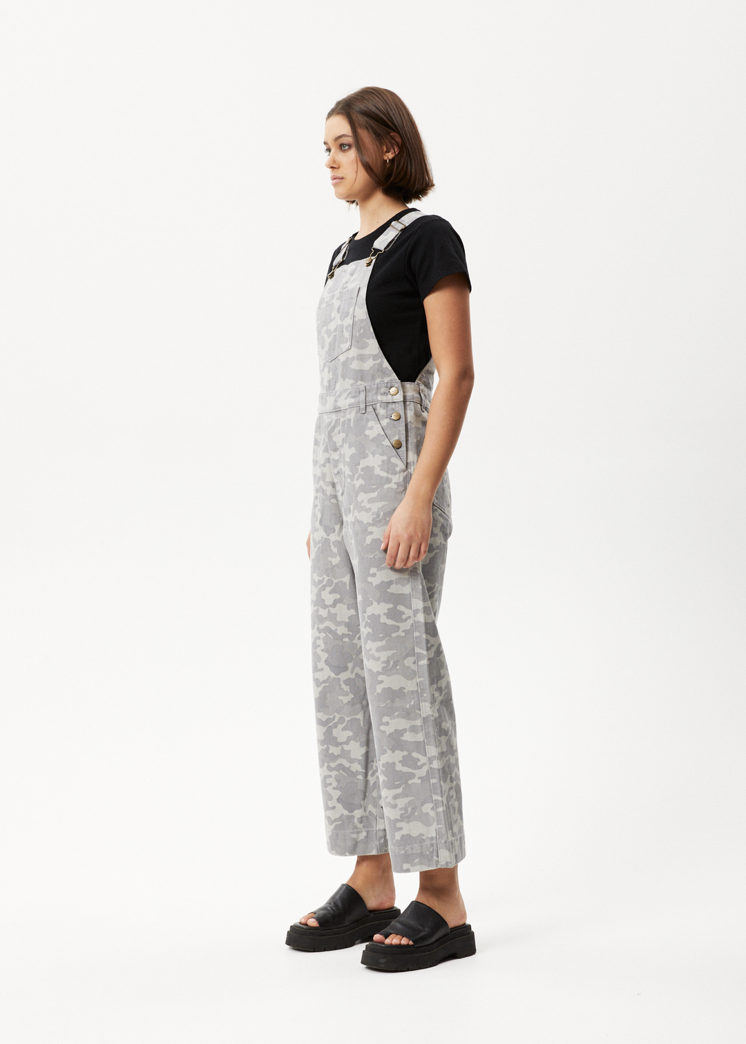 AFENDS Womens Cadet Lucie - Organic Denim Overalls - Camo 