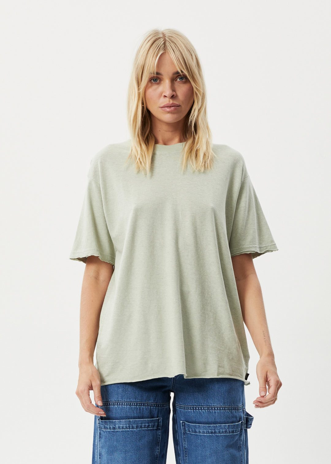 AFENDS Womens Slay - Oversized Tee - Eucalyptus 