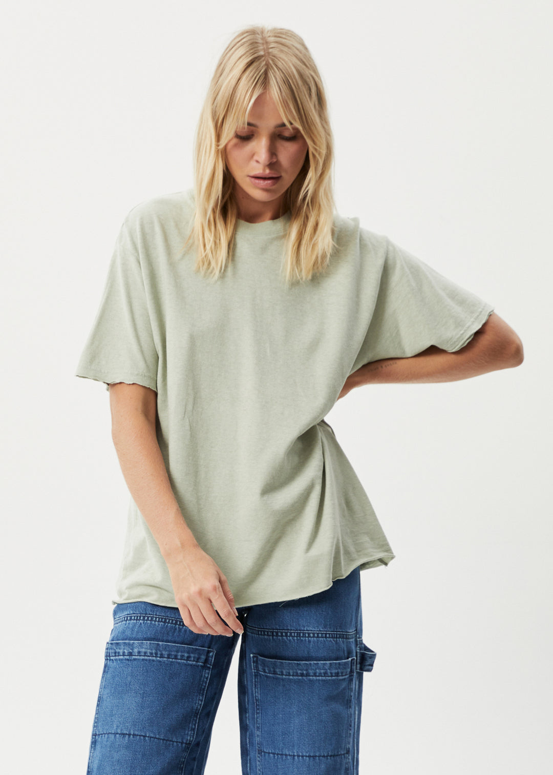 AFENDS Womens Slay - Oversized Tee - Eucalyptus 