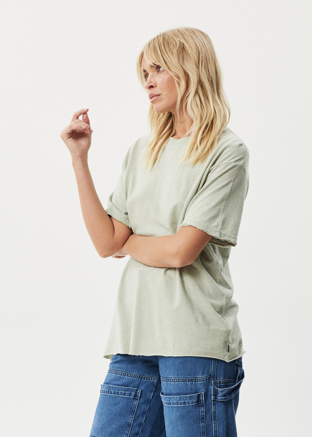 AFENDS Womens Slay - Oversized Tee - Eucalyptus 