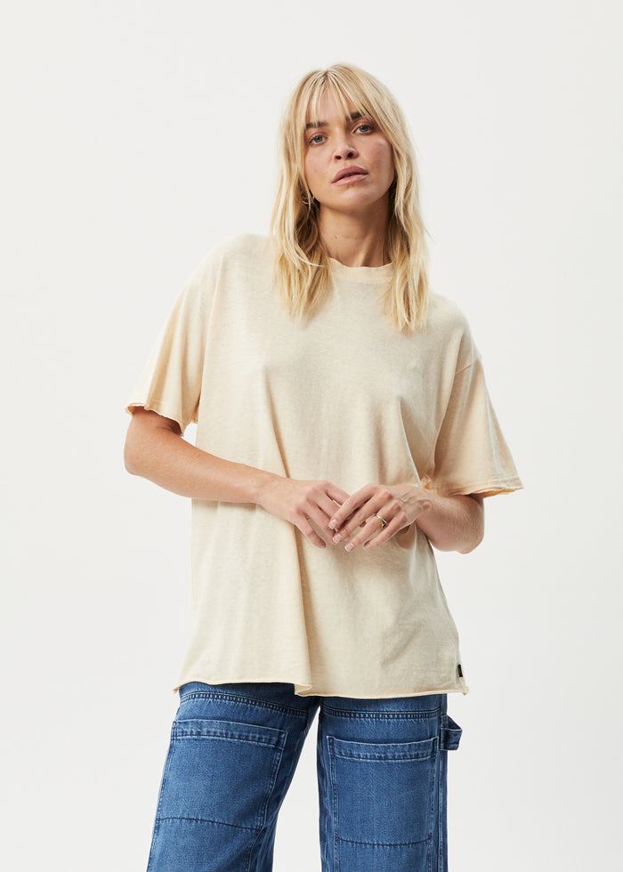 AFENDS Womens Slay - Oversized Tee - Sand 