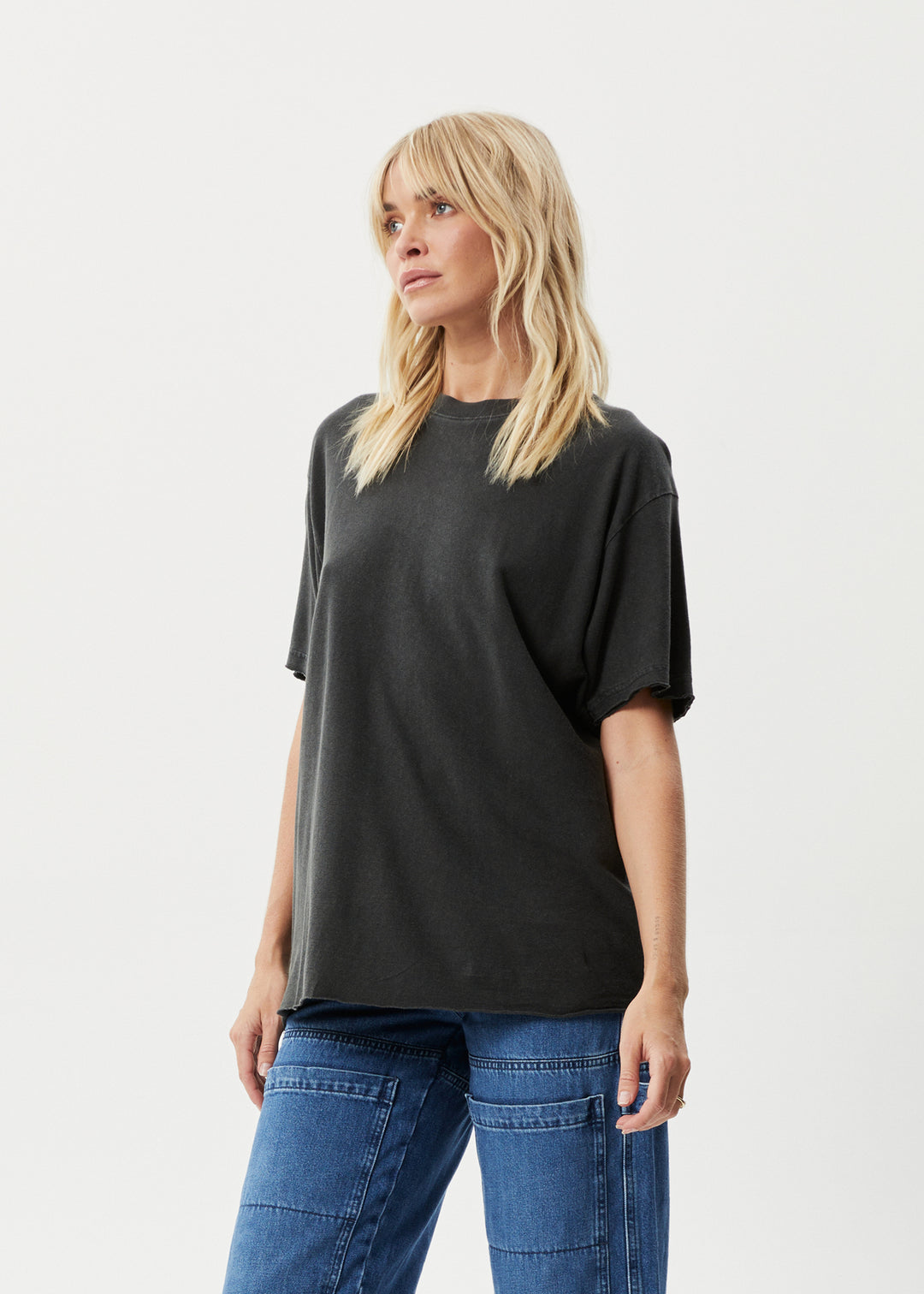 AFENDS Womens Slay - Oversized Tee - Stone Black 