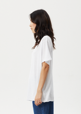 AFENDS Womens Slay - Oversized Tee - White - Afends womens slay   hemp oversized tee   white 
