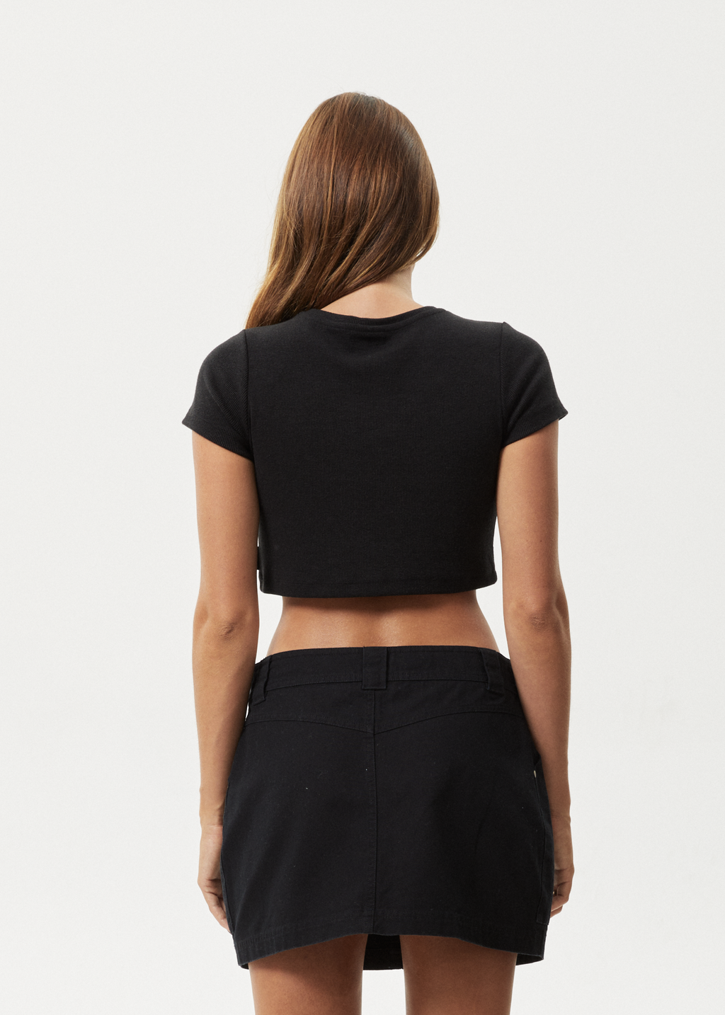 AFENDS Womens Abbie - Rib Cropped Tee - Black AFENDS Womens Abbie - Rib Cropped Tee - Black