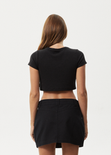 AFENDS Womens Abbie - Hemp Ribbed Cropped T-Shirt - Black - Afends AU.