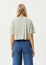 AFENDS Womens Slay Cropped - Oversized Tee - Eucalyptus - Afends womens slay cropped   hemp oversized tee   eucalyptus 