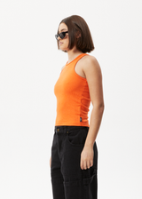 Afends Womens Pearly - Hemp Ribbed Singlet - Orange - Afends womens pearly   hemp ribbed singlet   orange 