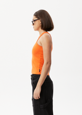 Afends Womens Pearly - Hemp Ribbed Singlet - Orange - Afends womens pearly   hemp ribbed singlet   orange 