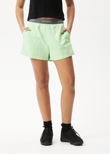 Afends Womens Homebase - Hemp Sweat Shorts - Lime Green - Afends womens homebase   hemp sweat shorts   lime green 