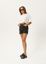 Afends Womens Seventy Three's - Organic Denim High Waisted Shorts - Washed Black - Afends womens seventy three's   organic denim high waisted shorts   washed black 