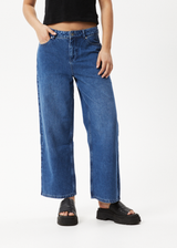 Afends Womens Kendall - Hemp Denim Low Rise Jeans - Authentic Blue - Afends womens kendall   hemp denim low rise jeans   authentic blue 