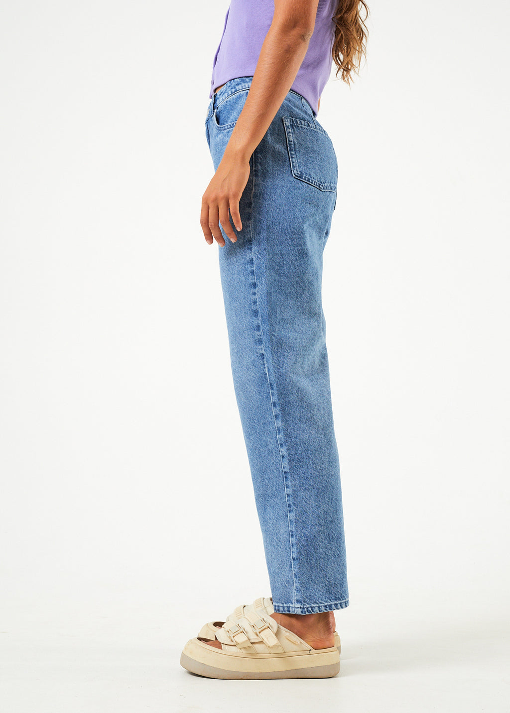 AFENDS Womens Shelby - Denim Wide Leg Jean Long - Worn Blue