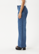AFENDS Womens Gigi - Hemp Denim Flared Jeans - Authentic Blue - Afends womens gigi   hemp denim flared jeans   authentic blue 