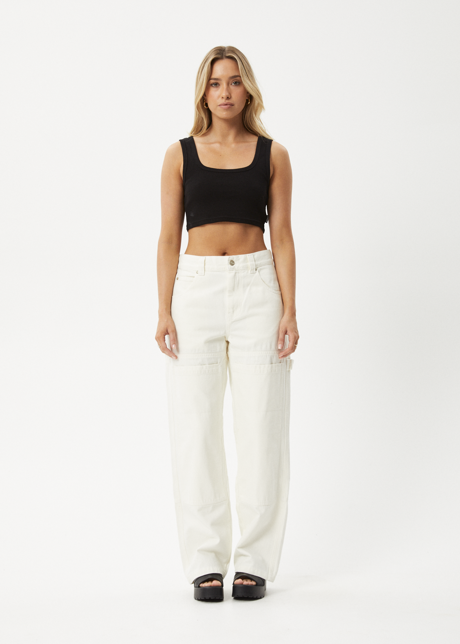 AFENDS Womens Moss - Denim Workwear Jean - Off White