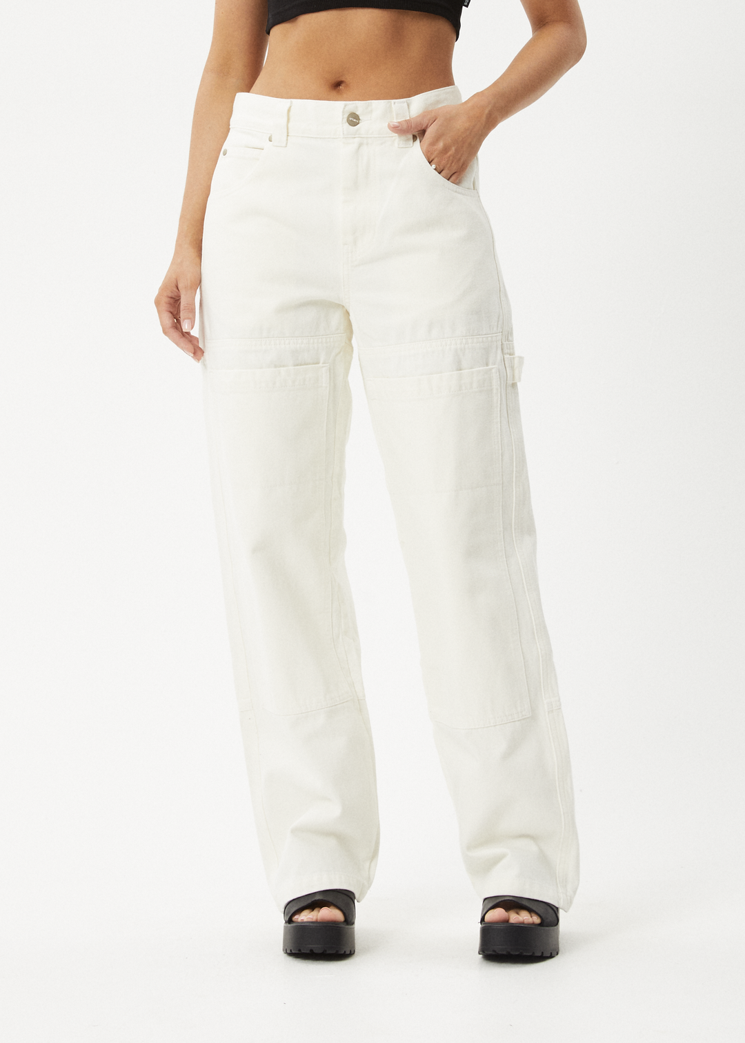 AFENDS Womens Moss - Denim Carpenter Jeans - Off White 