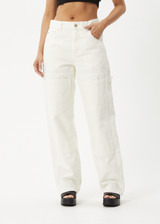 AFENDS Womens Moss - Denim Carpenter Jeans - Off White - Afends womens moss   denim carpenter jeans   off white 
