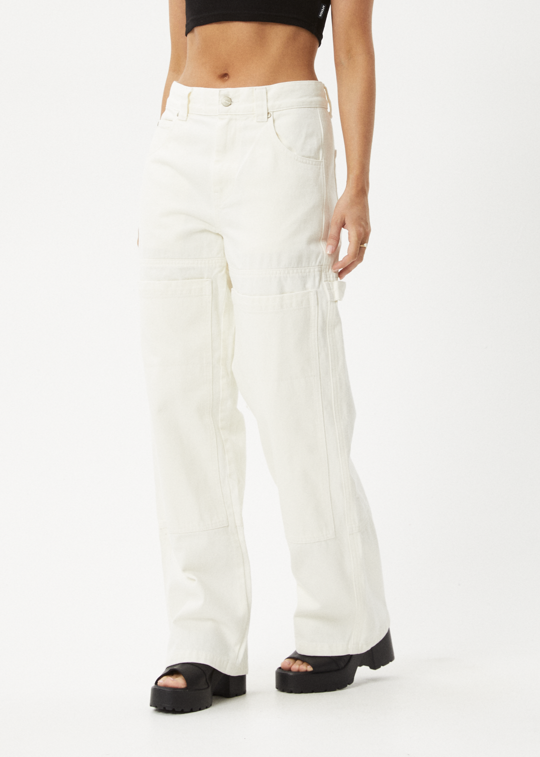 AFENDS Womens Moss - Denim Carpenter Jeans - Off White 