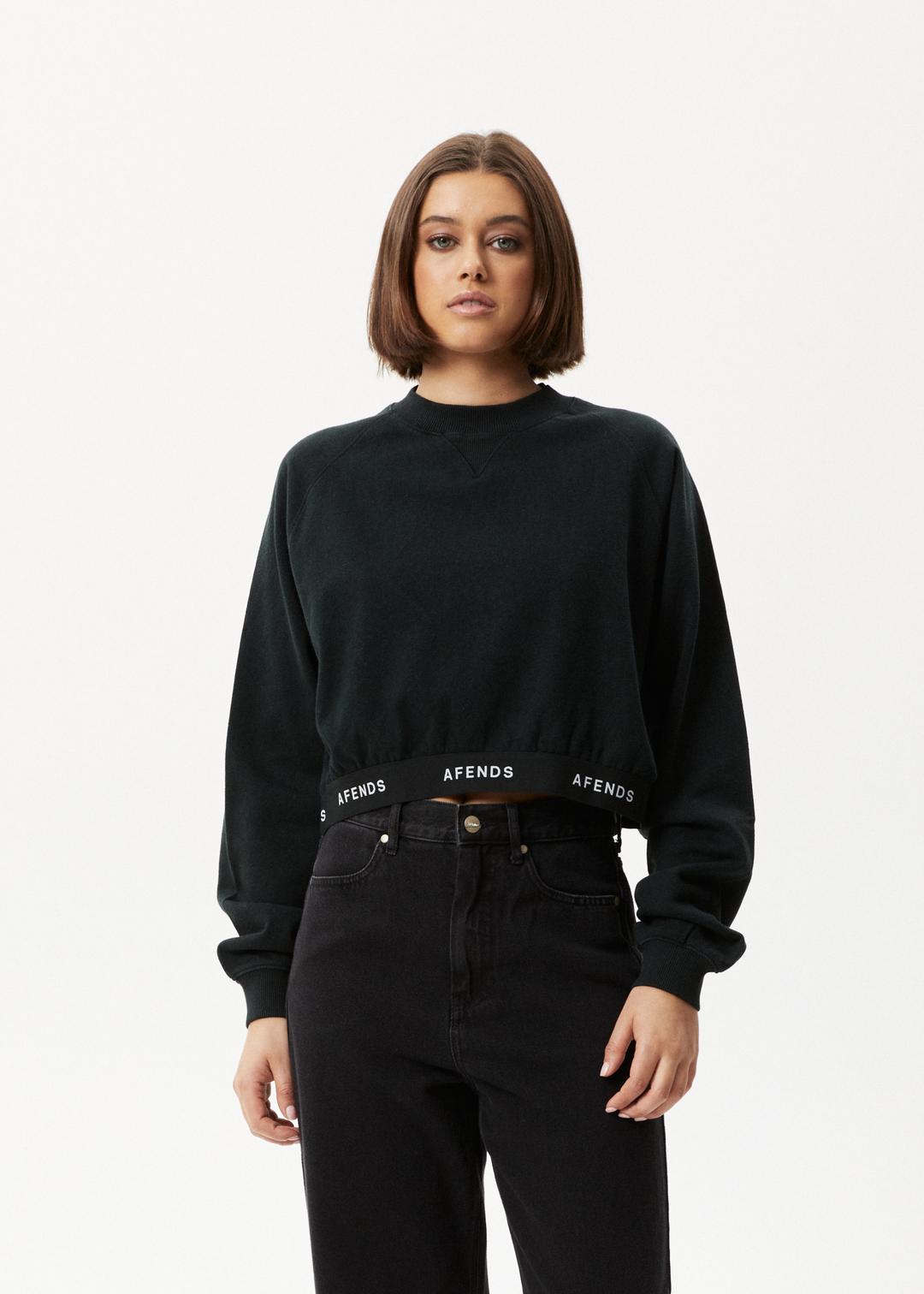 Cropped crew neck jumper on sale