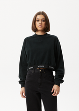 AFENDS Womens Homebase - Cropped Crew Neck Jumper - Black - Afends womens homebase   cropped crew neck jumper   black 