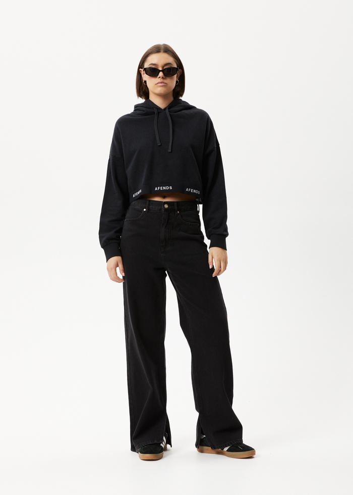 Cropped black hoodie womens sales