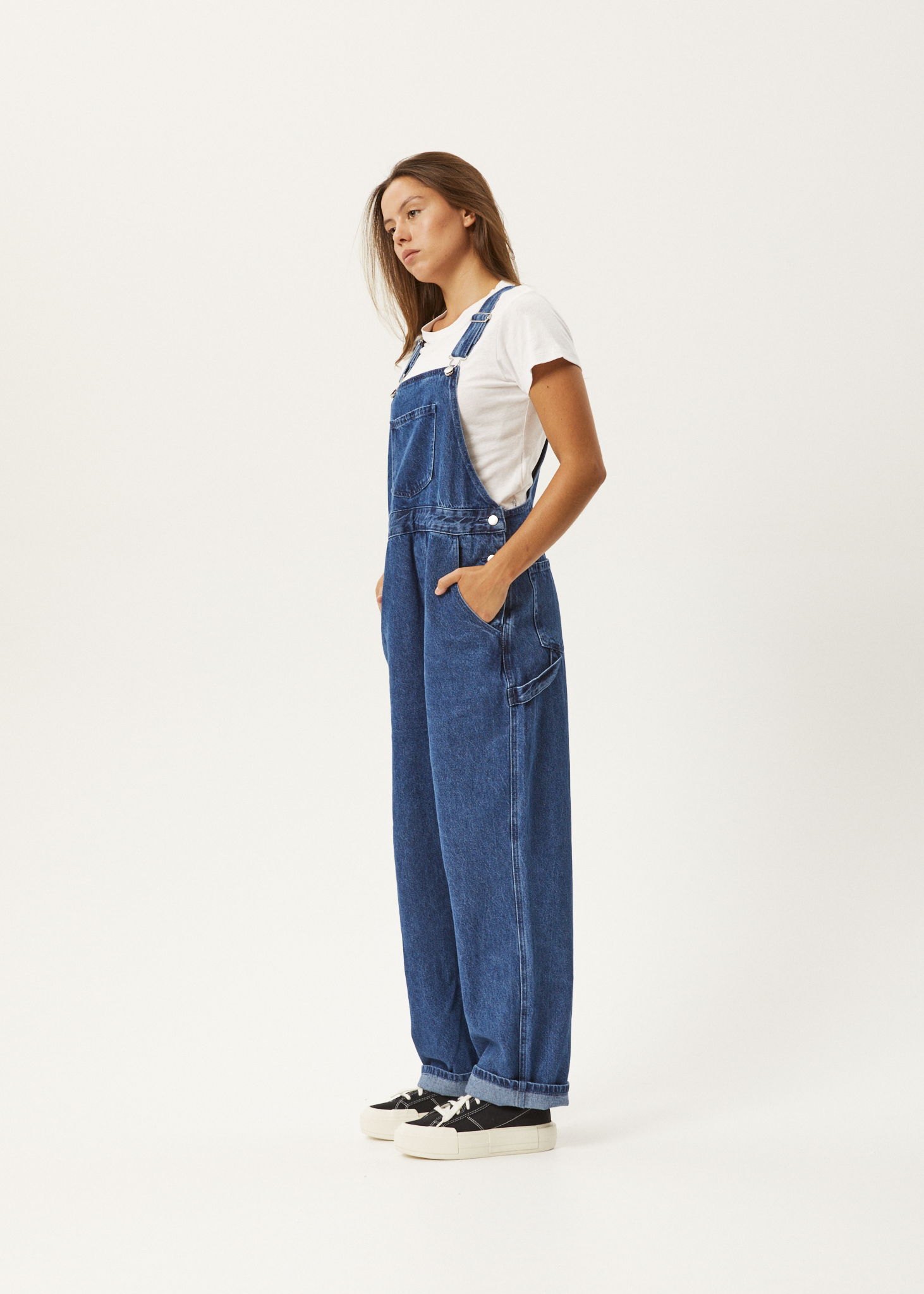Afends Louis Denim Baggy Overalls - Authentic Blue