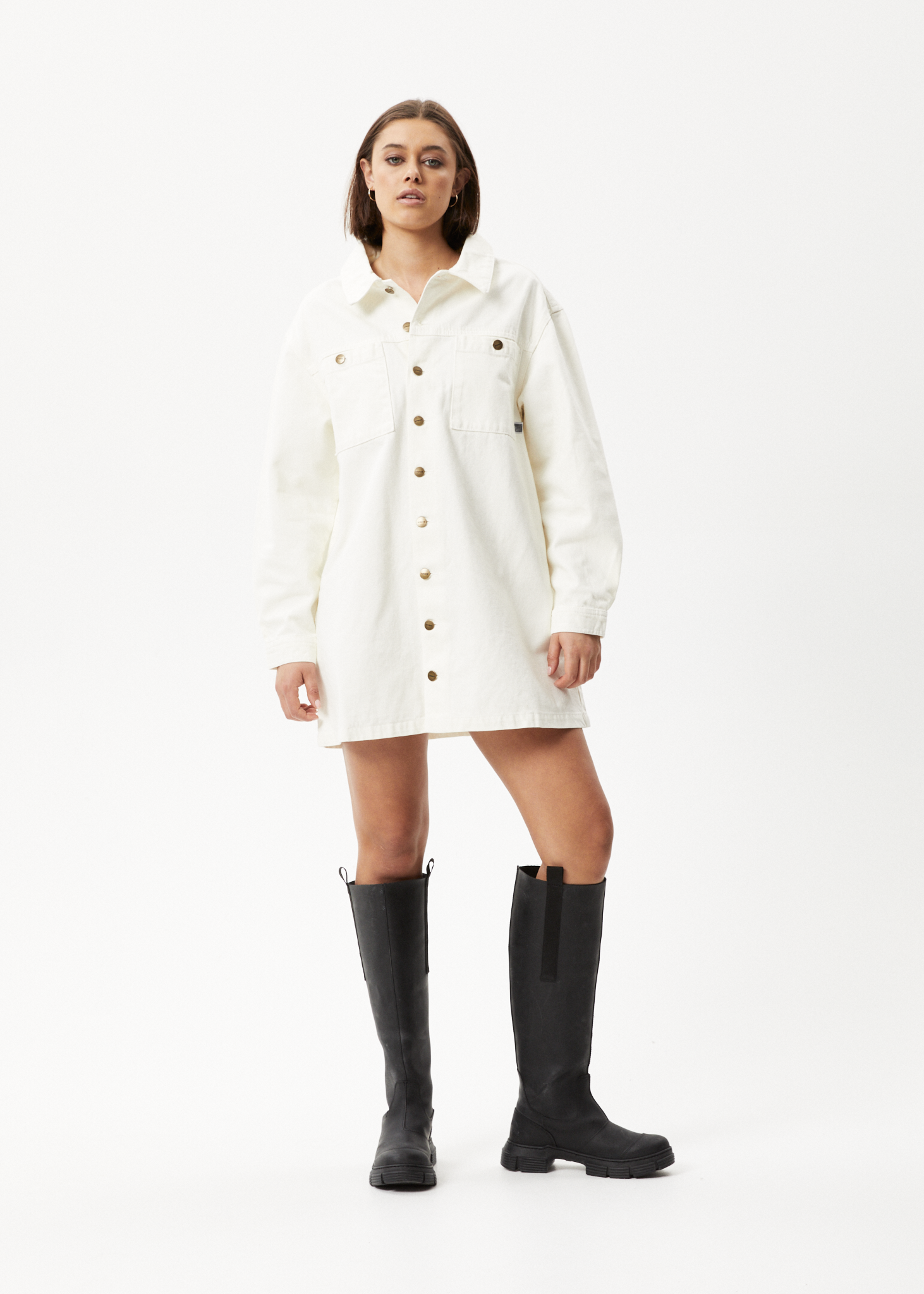 AFENDS Womens Tori - Denim Dress - Off White 