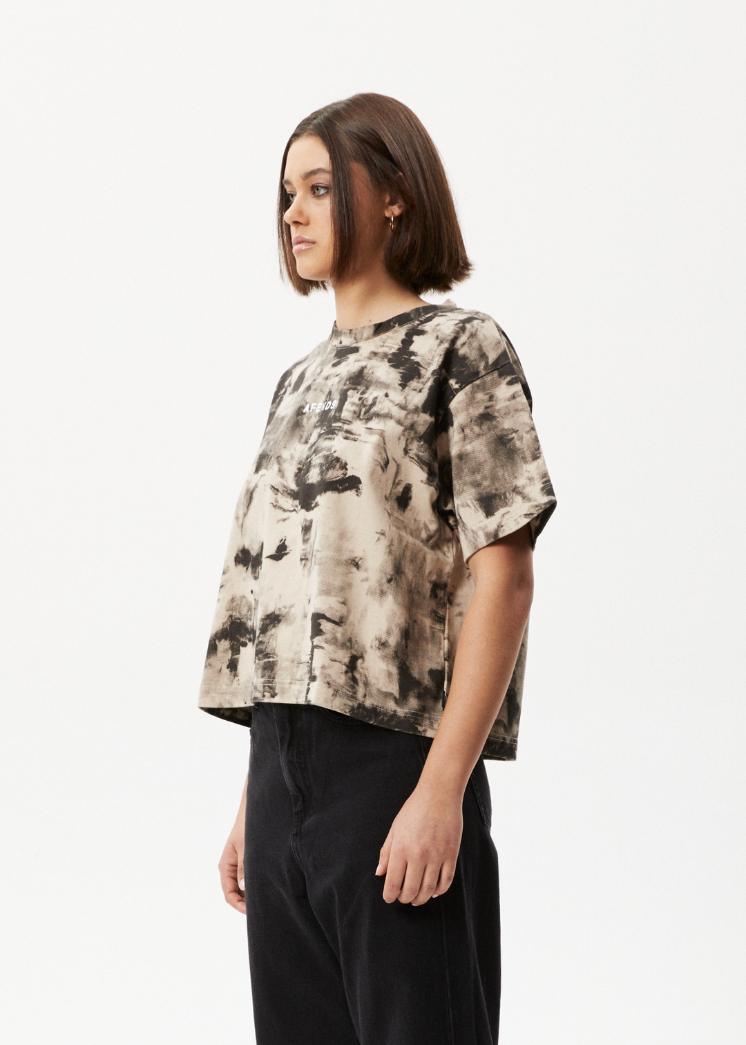 AFENDS Womens Real Time - Weighted T-Shirt - Bone 