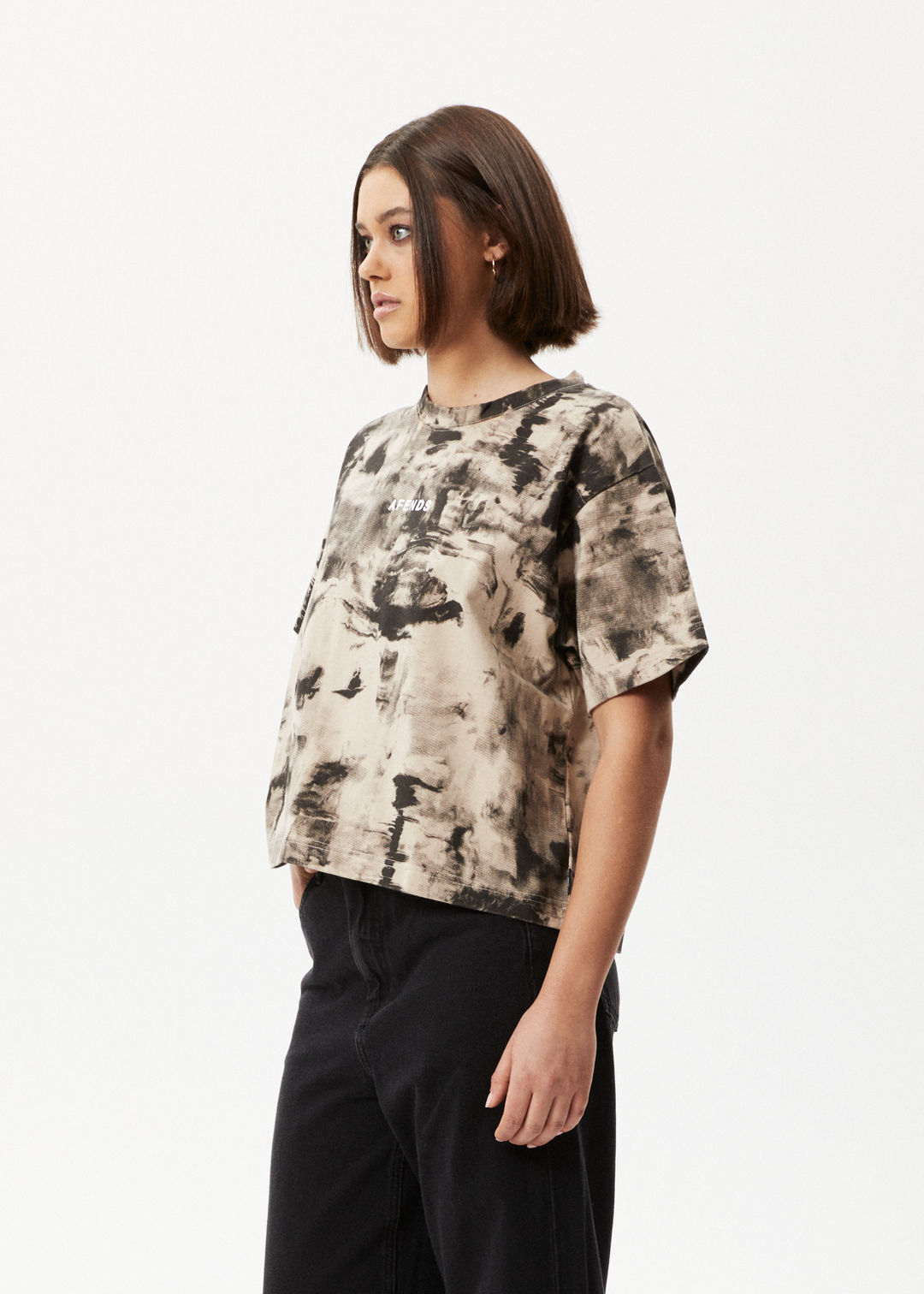 AFENDS Womens Real Time - Weighted T-Shirt - Bone 