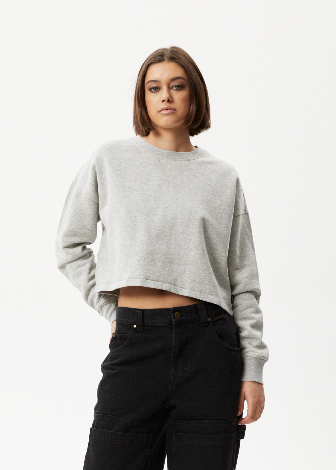 Cropped crew neck hot sale