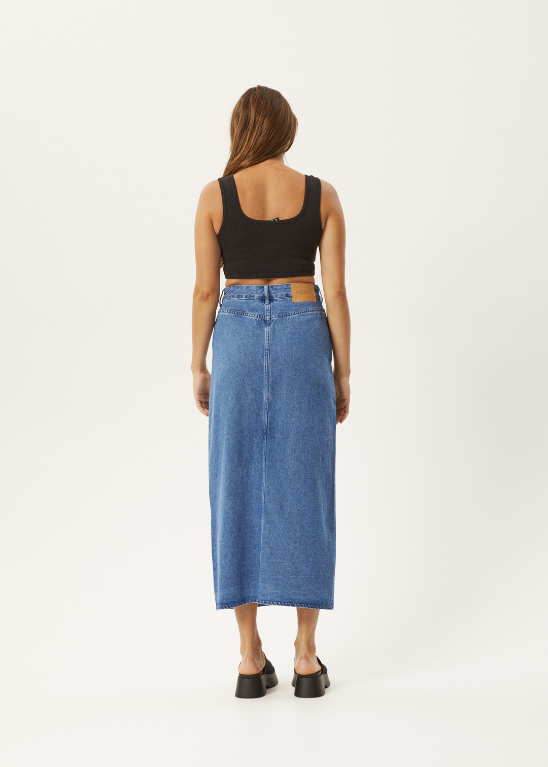 AFENDS Womens Ayla - Denim Maxi Skirt - Worn Blue 